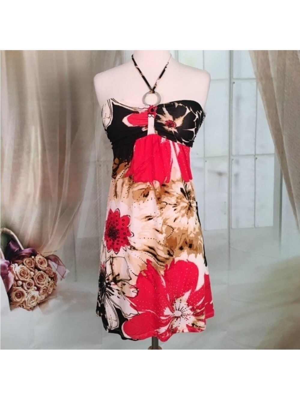Cristinalove Floral Halter Summer Dress XS